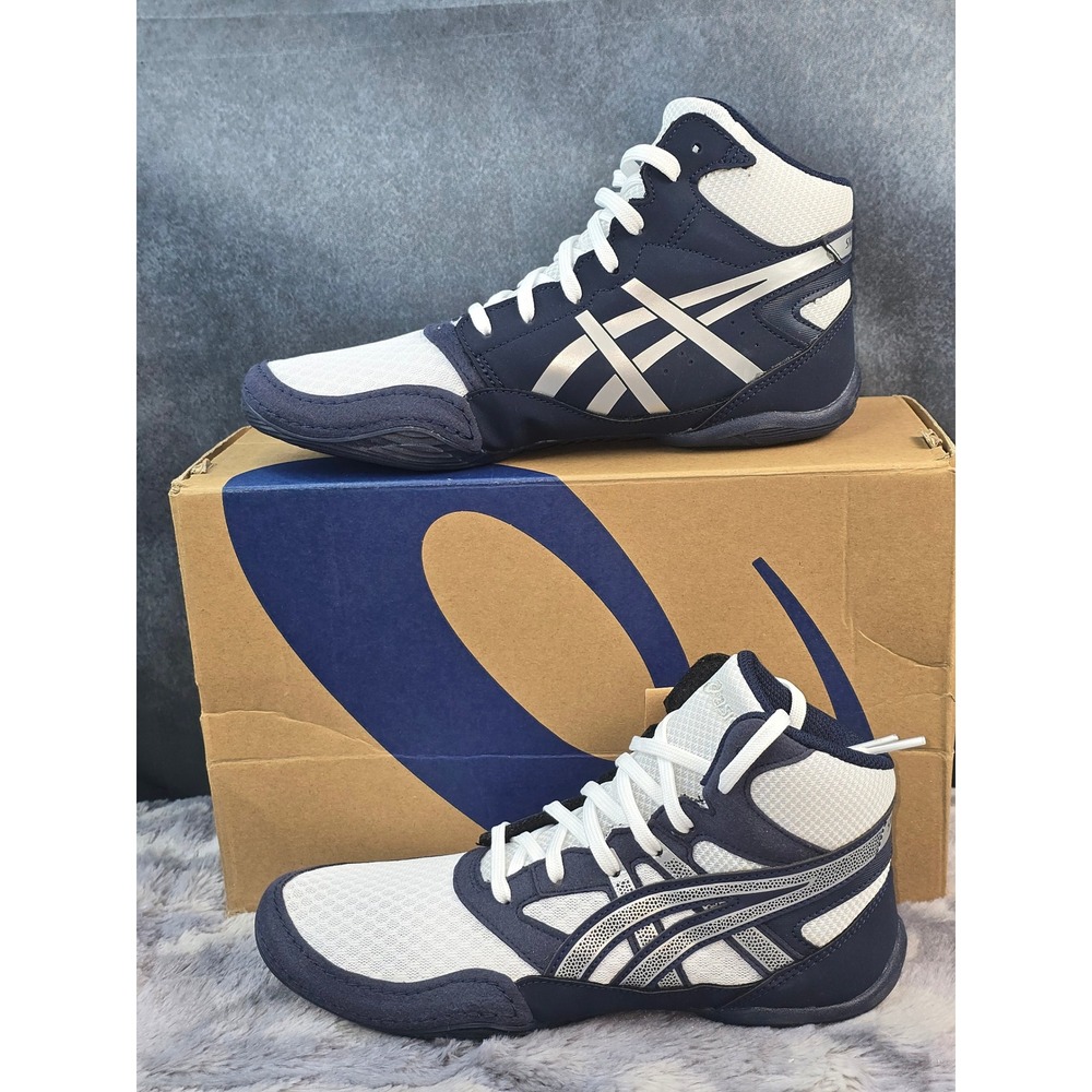 NWB Asics SZ 2.5Y Snapdown 4 GS Wrestling Shoes Midnight Pure Silver Kids